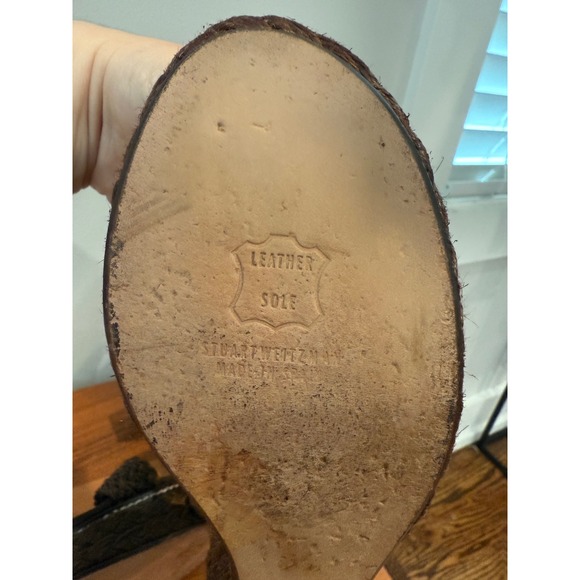 Stuart Weitzman Brown Woven Wedge Sandals with Ankle Strap and Gold Buckle -8.5‎ - Picture 8 of 9